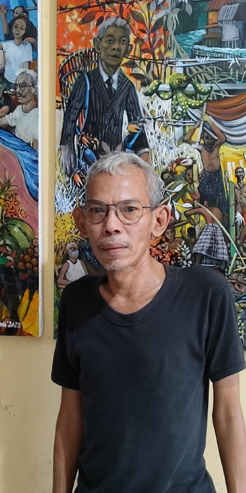 Lukisan Surin Welangon dengan Judul “Kartel Gula Versus Serangga” Menggambarkan Situasi Keadaan Kekuasaan